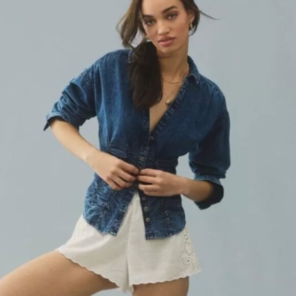 Brand New Pilcro Long-Sleeve Ruched Top - Picture 1 of 10